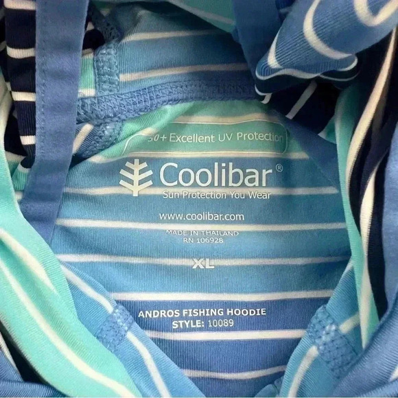 Coolibar Andros Fishing Hoodie Kids Size XL SPF 50+ Outdoor Active Striped. - Picture 13 of 15
